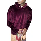 Red Hoodie Red Finch Garment Men's Solid Color Velour Sweatshirt Longsleeve Red Comfy Velvet Effect Hoodie
