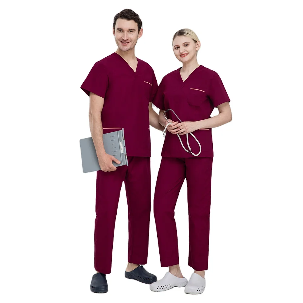 Dagacci Scrubs Medical Uniform Women and Man Scrubs Set Medical Scrubs Top and Pants 