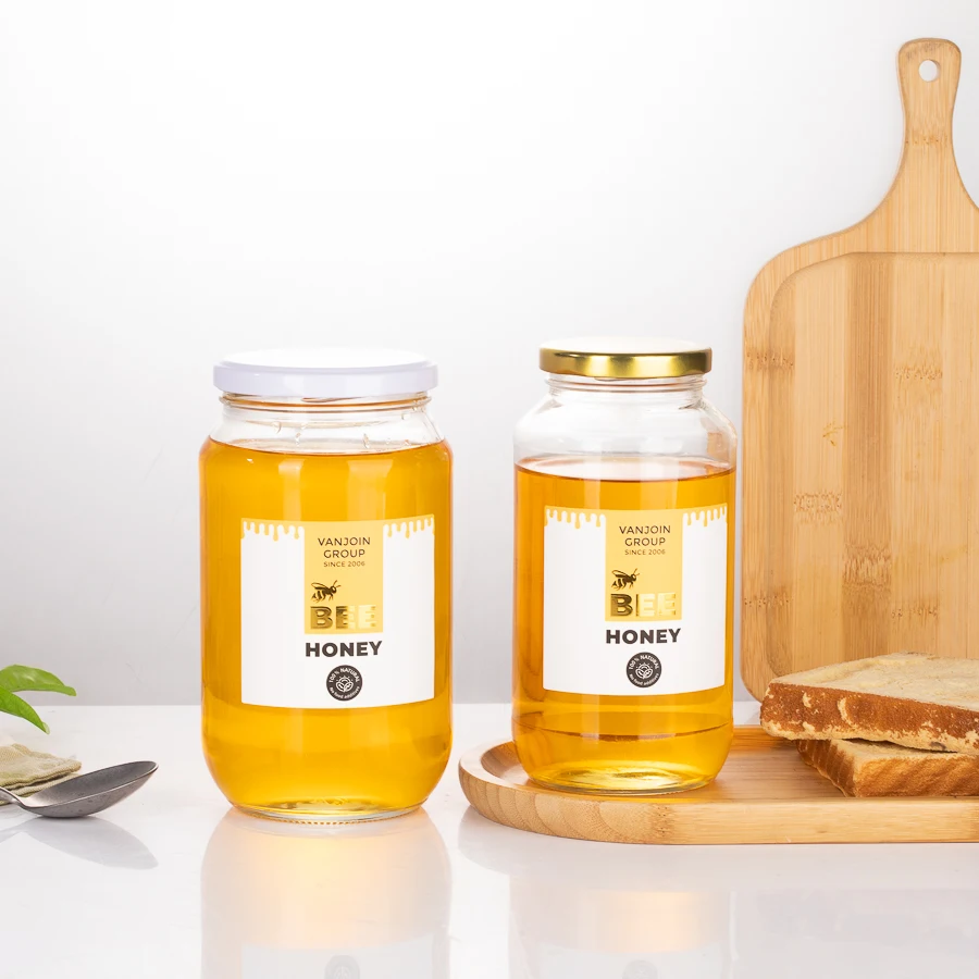 Wholesale Luxury 720ml 950ml Glass Food Storage Honey Jar Clear Empty Glass Jam Jars And Bottles