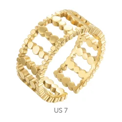 18K Gold Plated Stainless Steel Jewelry C-shaped Cutout Open Ring Highquality Pretty Accessories Rings R224152