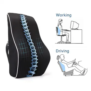 Memory foam Non woven side Car Back Support Cushion Ergonomic Lumbar Support Pillow with customized embroidery logo