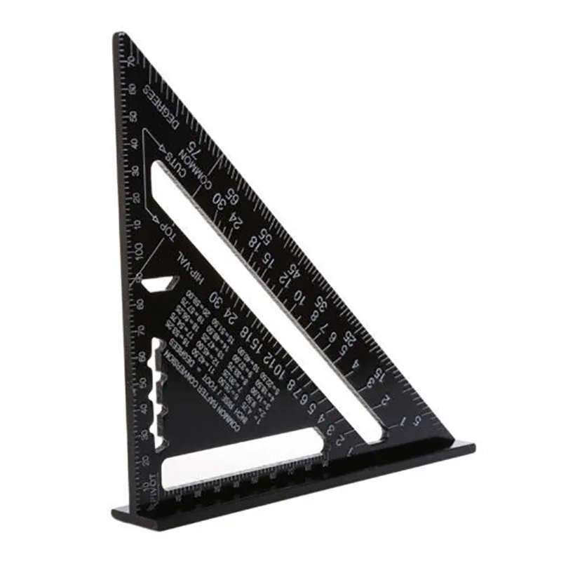 7 inch Triangular Ruler Aluminum Metric Measuring Ruler Woodwork Try Square~ 