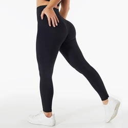 Plus Size High Waist Tight Ribbed Hip Lift Workout Leggings Elastic Gym Yoga Fitness Seamless for Women Sports Yoga Leggings