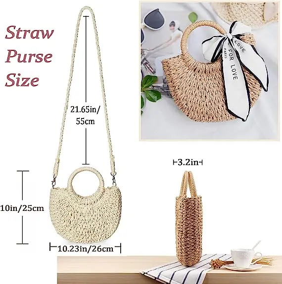 natural straw beach bag paper rope woven lady's bag fashion custom size or color