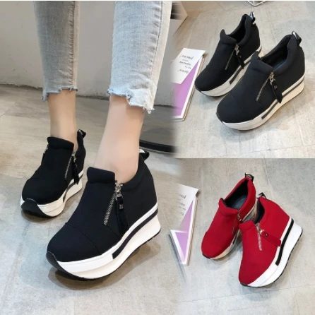 NEW Hidden Heel Women Casual Platform Shoes Woman Sneakers  Canvas Slip on Shoes for Women Height Increasing Wedges Shoes
