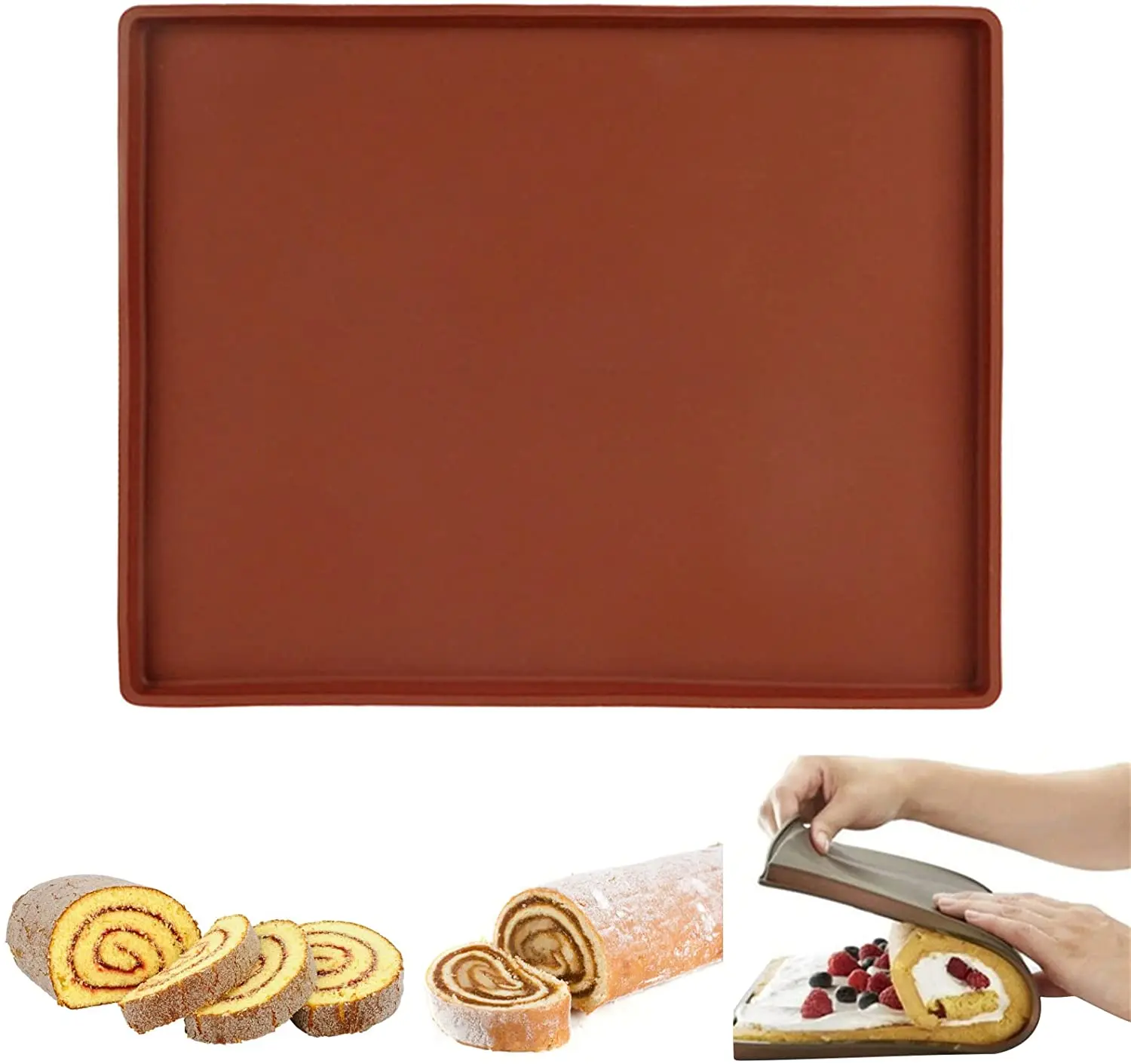 Swiss roll cake mat - flexible multipurpose silicone sheet Non stick jelly roll pan baking tray pastry mat pizza cookies mould