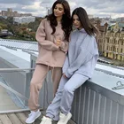 Hoodie Stock Hoodies Wholesale Custom Fashionable Long Sleeve 2 Piece Women Jogger Hoodie Set