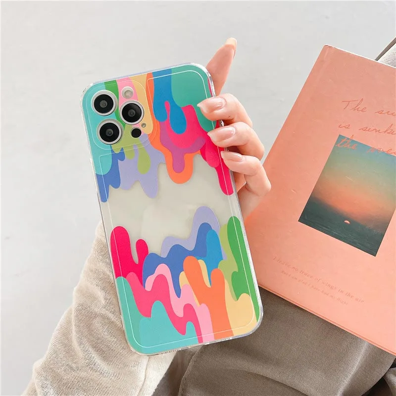 Tpu Graffiti Painting Transparent Mobile Phone Case Cover For Iphone 13 12 11 Pro Max Xs Xr Xs Max 7 8 Plus