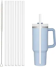 Replacement Straw Compatible with 40 oz 30 oz Cup Tumbler 6 Pack Reusable Straw with Cleaning Brush  Plastic Clear