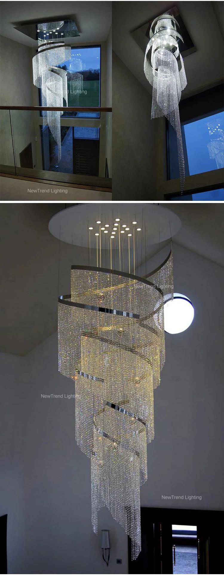 CPL-113 New Product Indoor Decoration Large Project Hotel Lobby Villa Staircase Luxury Ceiling Crystal Chandelier details