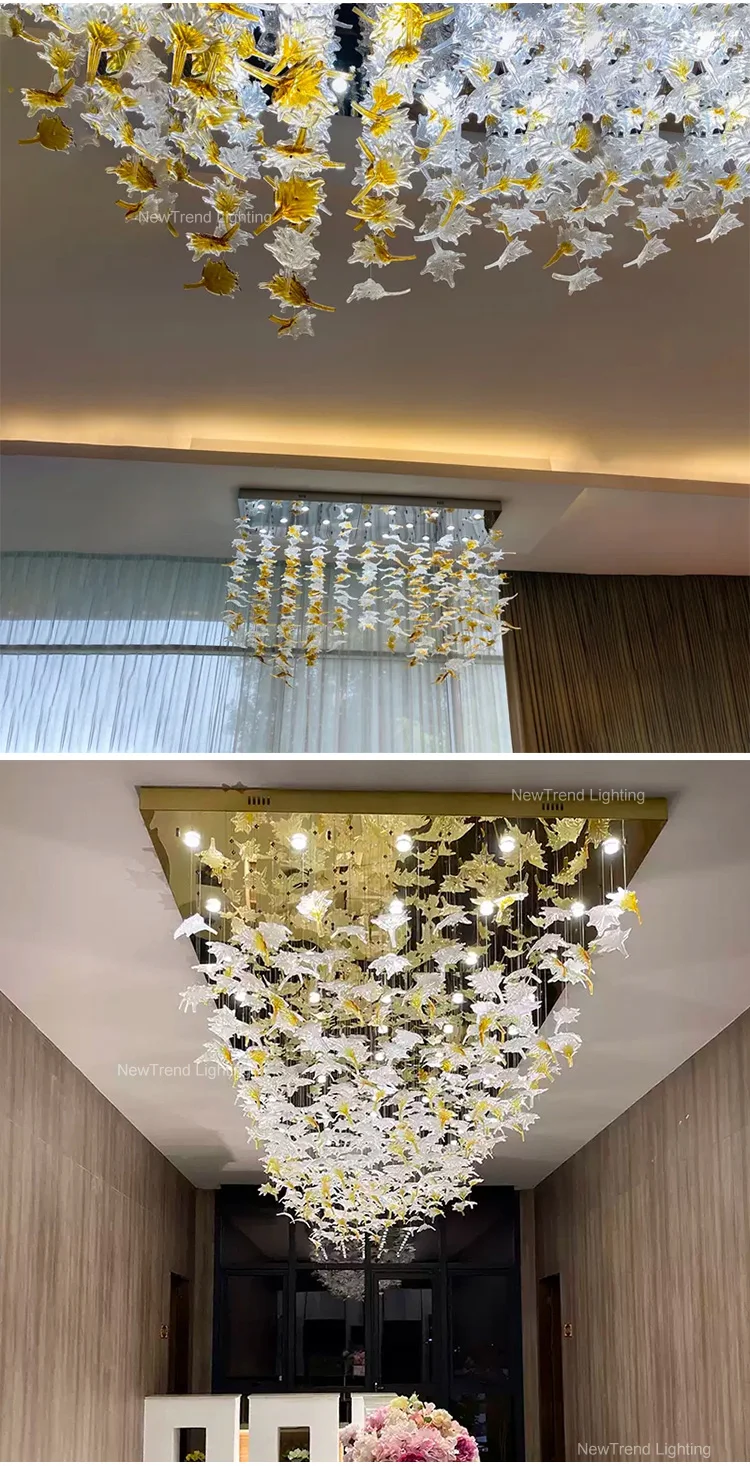 CPL-339 Luxury Style Custom Indoor Decoration Hotel Villa Hall Staircase Hanging Lamp Glass Led Chandelier Light manufacture