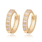 Hoop Boutique Inlaid Zircon Round Sparkle Minimalist Earrings Rhinestone Hoop Gold Filled Earrings