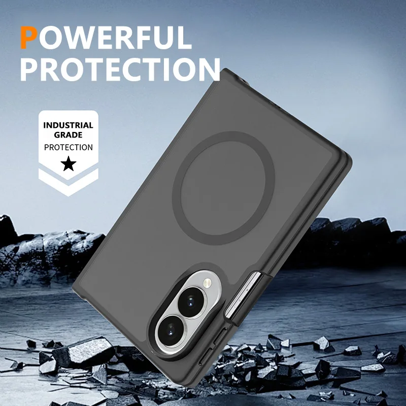 product custom logo matte transparent phone case for samsung galaxy z fold 8 wide tpu pc magnetic ring wireless charge clear phone cover-6