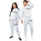 Sweat Custom Logo 2 Piece Long Sleeves Hoodies And Pants Plain Sweat Wicking Tracksuit Set Unisex Sweatsuits