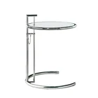Gray Side Side Table Fancy Glossy Circle Stainless Steel Adjustable Height Eileen Gray Side Tables