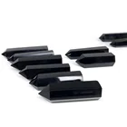 Black Obsidian Wholesale Natural Double Point Crystal Black Obsidian Crystal Wand