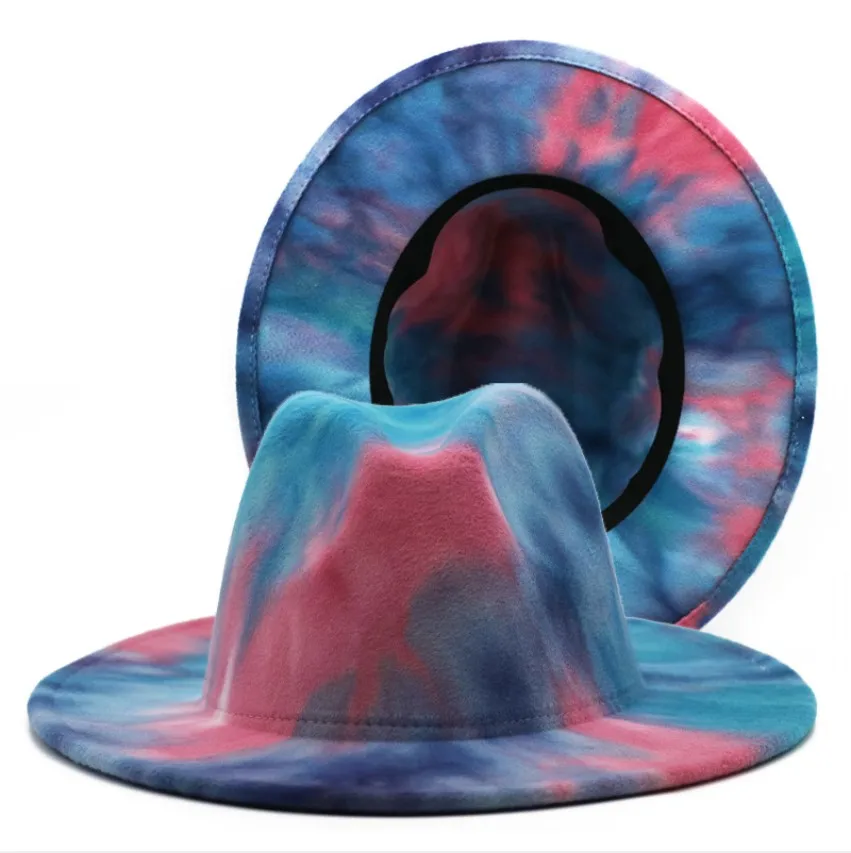 tie dye fashion wool fedora hat