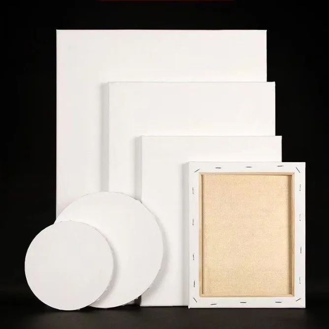 Custom Size 380g Thickness White Color Stretched Canvas with Pine Wood Frame for Oil Acrylic Painting