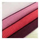 High Quality Solid Color 4 Way Stretch Knitted No Moq Spandex Polyester Rib Fabric Cut Pieces