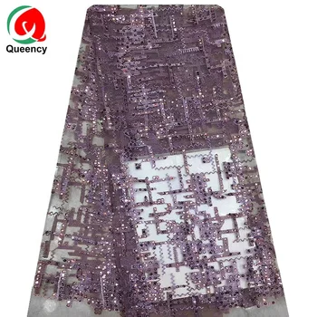 Queency sequin lace heavy handmade full sequin bespread fabric new york wholesale tulle lace African sequin fabric in stock
