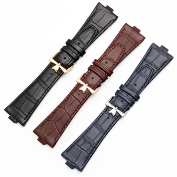 New arrival genuine leather watch bands 4500V 5500VP47040 crocodile grain cow skin watch strap steel insert accessories for VC