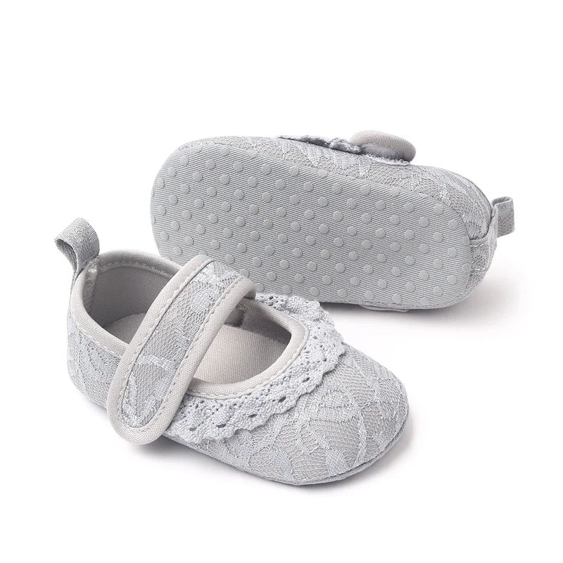 Baby Girls Solid Color Embroidered Lace Edge Soft Soled Comfortable Infants Princess Step Shoes supplier