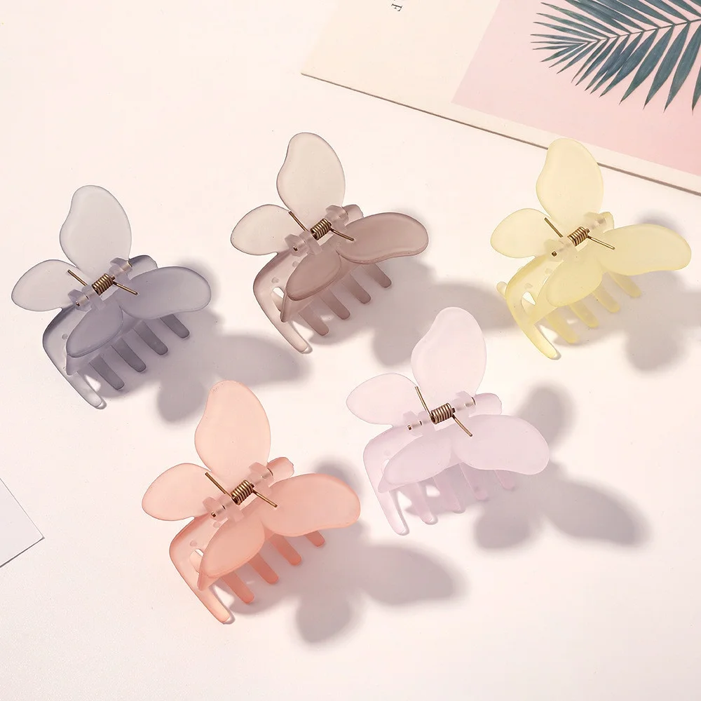 Korean fashion Spring color hair accessories claw clips candy color matte hair claws medium size For Thick Hair