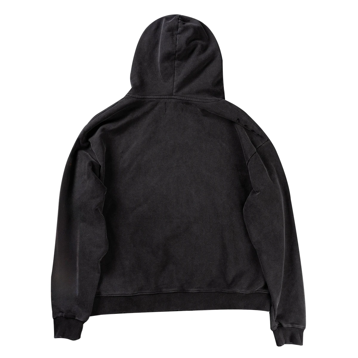 product 400gsm mens vintage acid wash zip up oversized hoodie manufacturers heavyweight digital printing and ribbed cuffs design-3