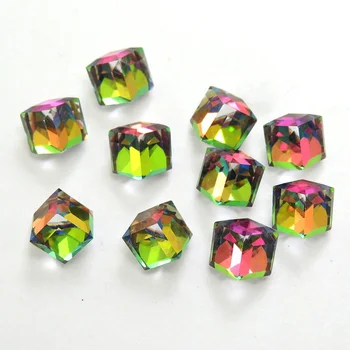 Cube shaped faceted beautiful rainbow crystal glass loose beads for jewelry making