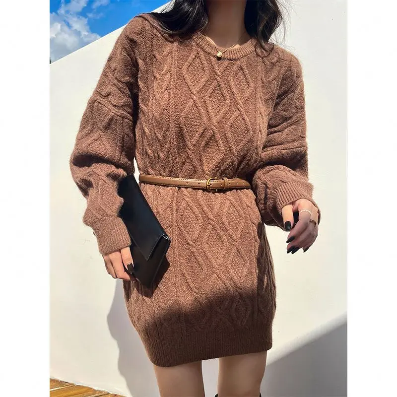 Wholesale Long Sleeve Knitted Sweater Dresses Bodycon Dress For Women Autumn Winter Ladies Knitted Clothing