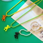 Necklace PONEES Jewelry Custom Bear Pendant For Kids Children Women Cute Candy Color Bear Pendant Necklace