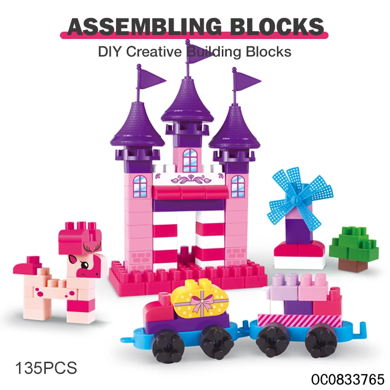 Creative assemble plastic castle building blocks & model building bricks toys to kids diy