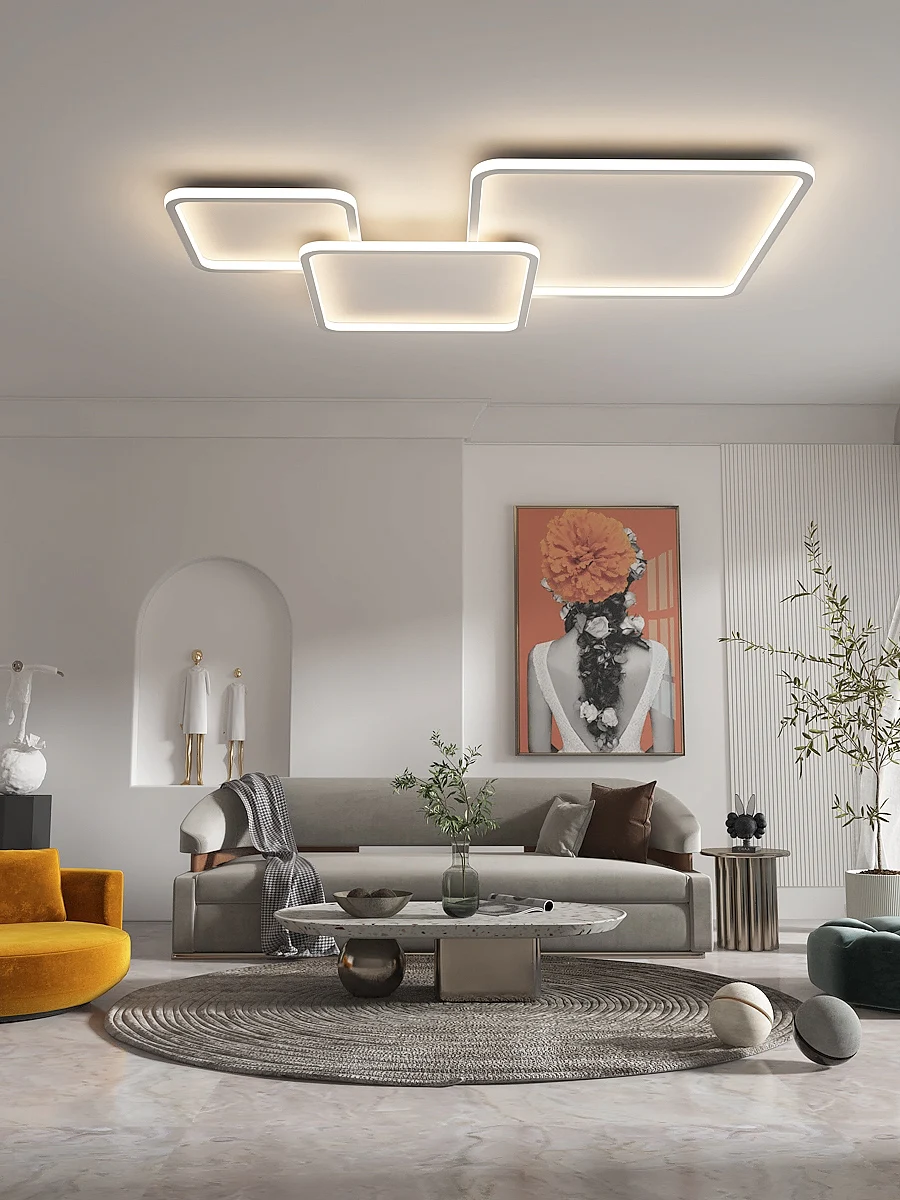 Indoor Modern Elegant rectangular squareness Design Led Ceiling Lights Fixtures Chandelier For Home Living Room  Wall Light