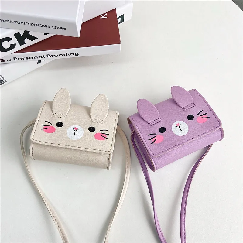 2024 children bag preschoolers cute kids child resistant pouch coin purse girls kids' rabbit kitty pu leather shoulder bags