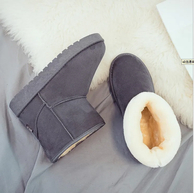 2023 Ladies Snow Boots Fur Ankle Boot Female Bootie Warmer Plush Suede