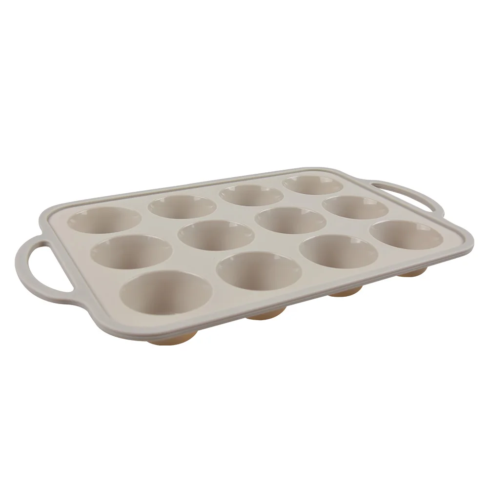 Wholesale baking pans non stick bakeware easy release round silicone muffin tray 12 cup cupcake baking pan