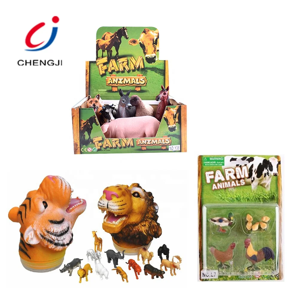 Eco friendly kids 3d cute cartoon simulation model plastic farm animal toy