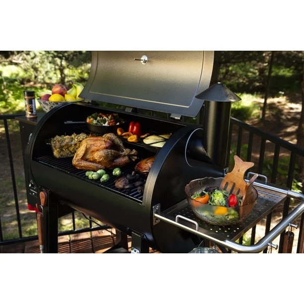Black Wood Pellet Grill Smoker With Electric Digital Controls for BBQ