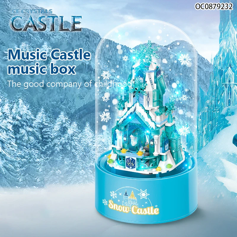 301pcs princess castle building blocks creative toy assembly music box model set pink blue