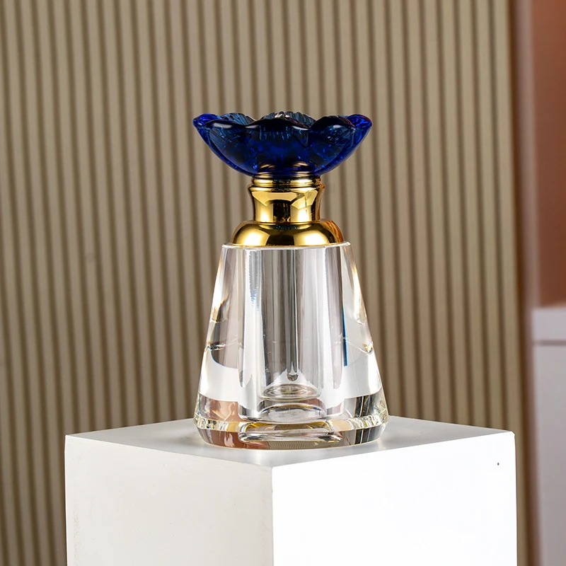 product cheap wholesale blue floret 12ml fashionable glass empty bottle can be customized elegant crystal perfume bottle-5