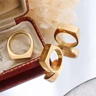 18k Wedding Simple Designs Jewellery Custom LOGO 18k Gold Plated Titanium Steel Wedding Ring Woman Man