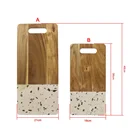 Gray Board Gray Marble And Acacia Wood Rectangle Cheese Board With Handle