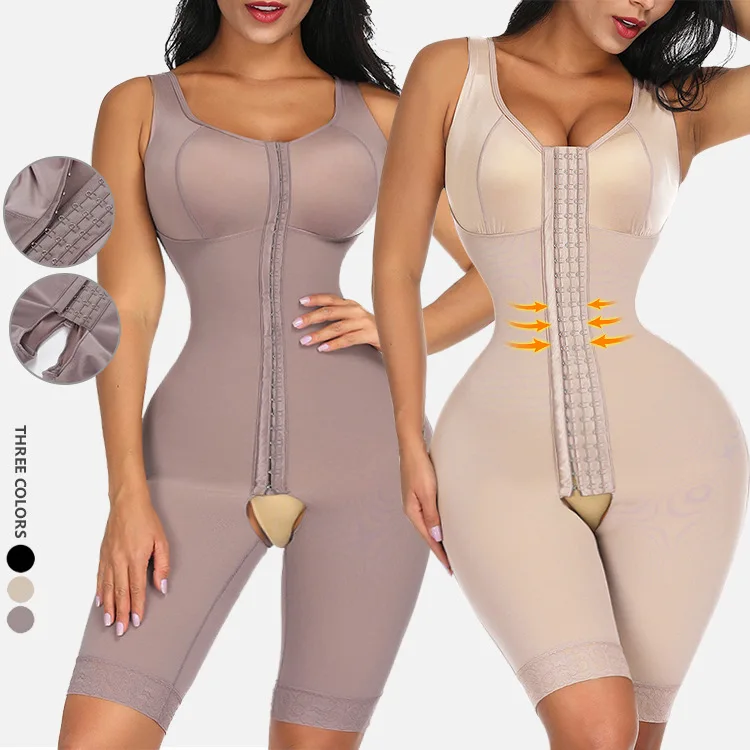 Anti-bacterial Powerful Breasted Buckle Lift Compression Underwear Body Shaping Raphene Crotch Plus Size Women Clothing Shapewea