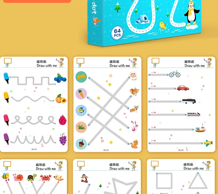 magic reusable education dot to dot training  writing practice learning card for kids