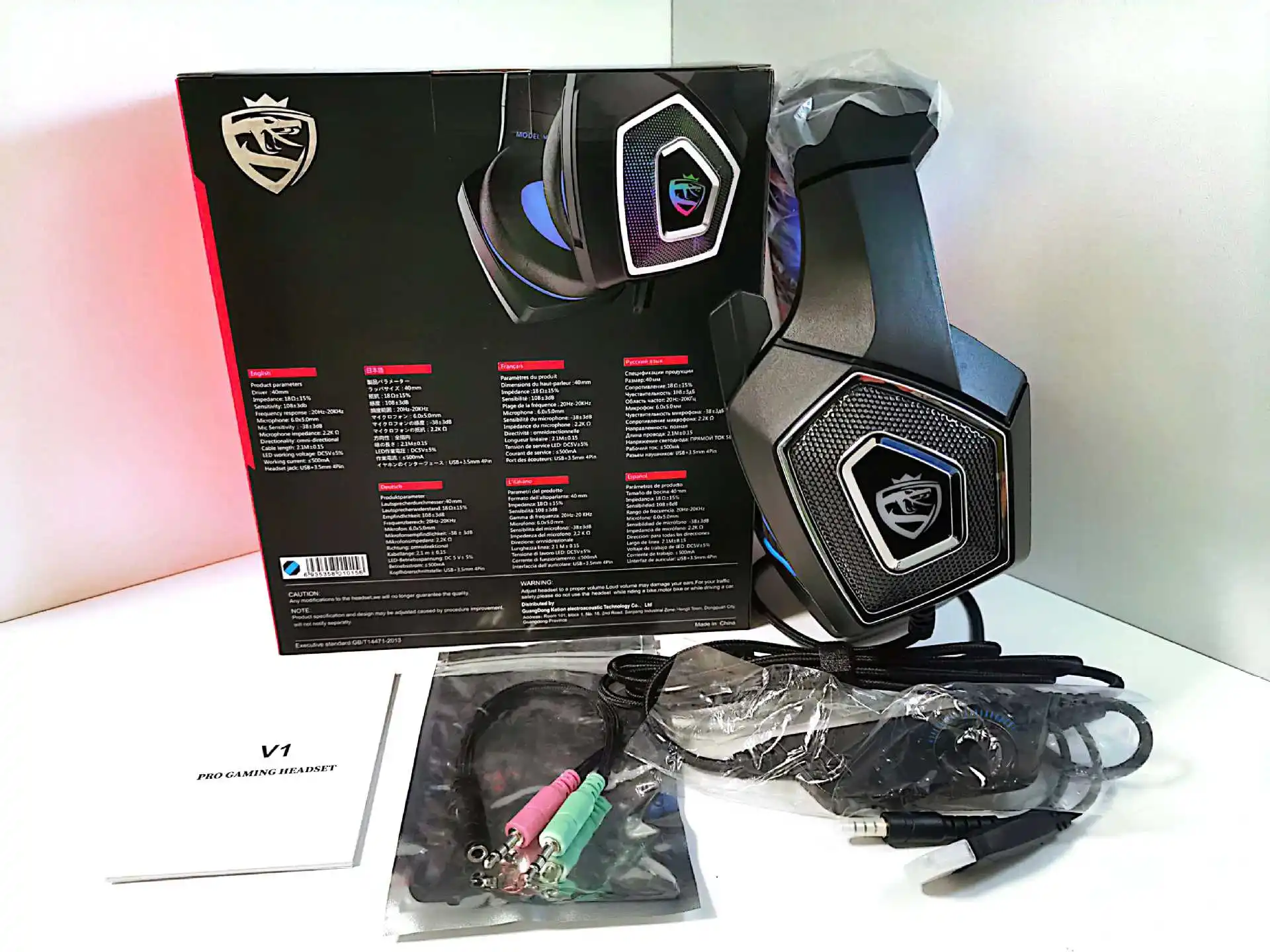 Cross-border V1 Headset Game Headset RGB Colorful Wired Headset Subwoofer Headset PS4 E-sports Eat Chicken