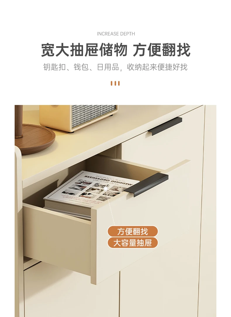 Fashion Entrance Furniture Multilayer Cream and Grey Shoe Storage Cabinet with Drawer and Legs