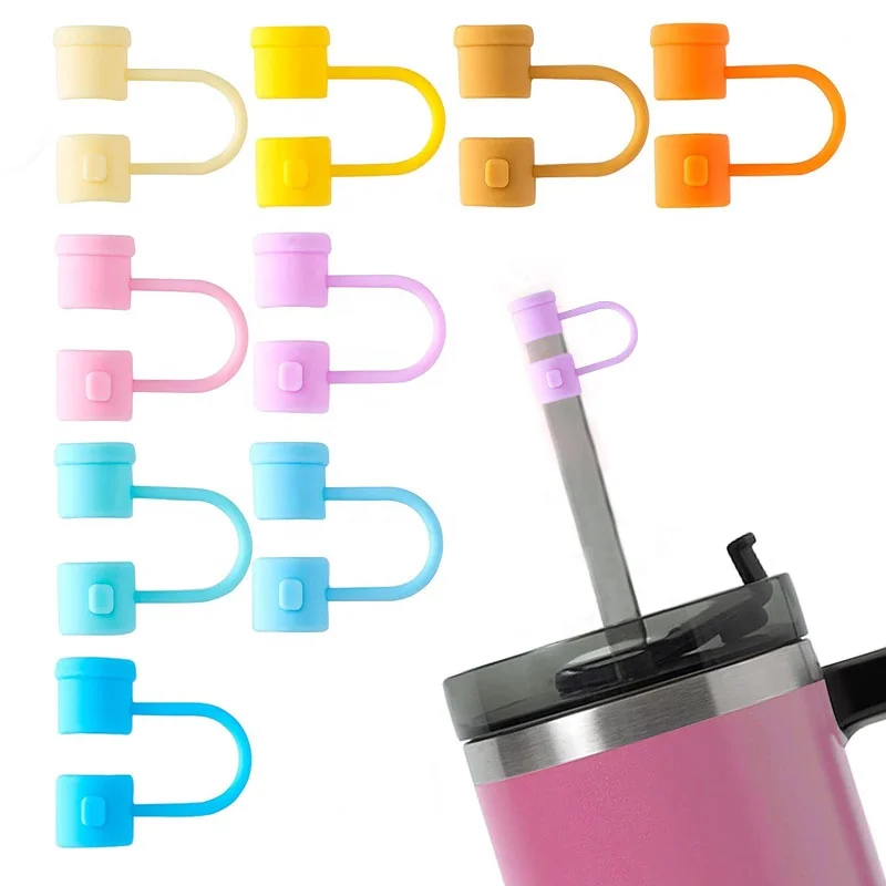 Wholesale Reusable Metal Straws Tips Dust Toppers Covers Custom Silicone Drinking Straw Cover