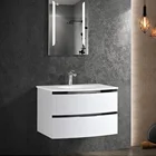 Factory Customized Modern Floating Single Curved Pvc Bathroom Cabinet With Irregular Led Mirror