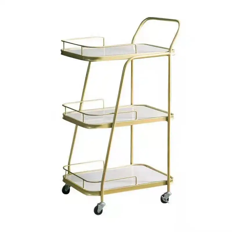 Modern Metal 3 Tier Serving Bar Cart Contemporary Style Easy Handling And Simple Assembling For Homes Bars Restaurants