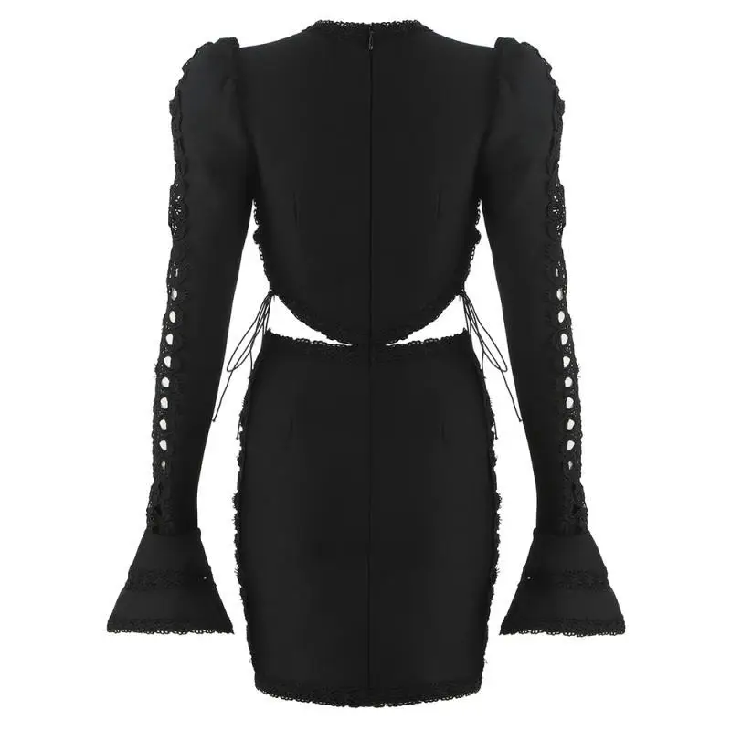 2023 autumn and winter new long-sleeved knitted skirt sexy waist bag hip dress for ladies